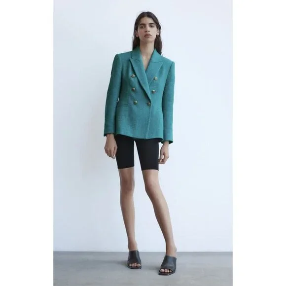 NWT ZARA Emerald Tailored Double Breasted Blazer Blogger’s Favorite​​​ - Picture 10 of 12